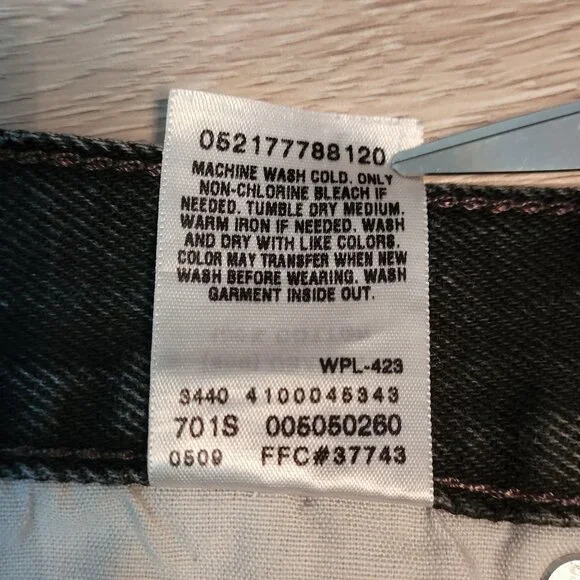 Vintage Levi's Jeans Mens 38x30 Black 505 Regular Fit Y2K Cotton Denim Western - Picture 7 of 12